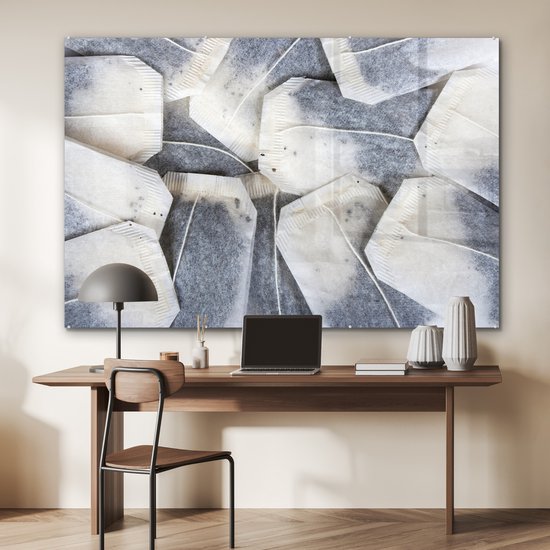 MuchoWow® Peinture sur verre 180x120 cm - Peinture sur verre acrylique - Fond sachets de thé - Photo sur verre - Peintures