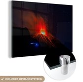 MuchoWow® Glasschilderij 120x80 cm - Schilderij acrylglas - Vulkaanuitbarsting - Foto op glas - Schilderijen
