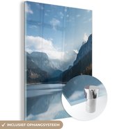 MuchoWow® Glasschilderij 60x80 cm - Schilderij acrylglas - Tirol - Meer - Berg - Foto op glas - Schilderijen