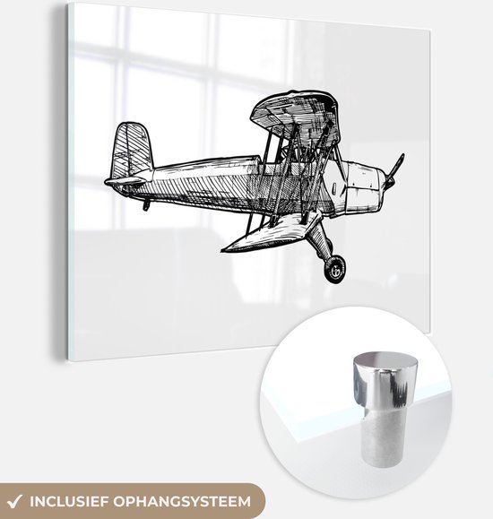 Glasschilderij - Vintage vliegtuig - Plexiglas Schilderijen