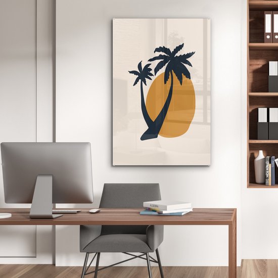 Peinture sur Verre - Palmier - Soleil - Pastel - 60x90 cm - Peintures sur Verre Acrylique - Photo sur Glas