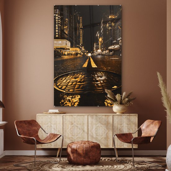 Peinture sur verre - Or - Rues - Amsterdam - 100x150 cm - Peintures en plexiglas