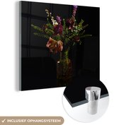 MuchoWow® Glasschilderij 90x90 cm - Schilderij acrylglas - Bloemen - Kleuren - Stilleven - Foto op glas - Schilderijen