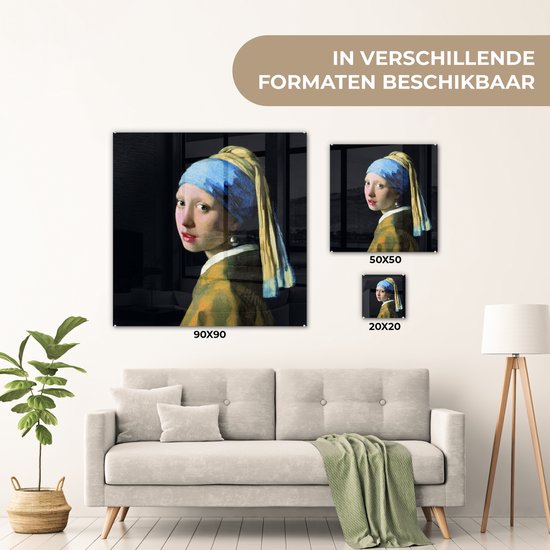 Peinture sur Verre - Fille à la Perle - Johannes Vermeer - 90x90 cm - Peintures sur Verre Peintures - Photo sur Glas