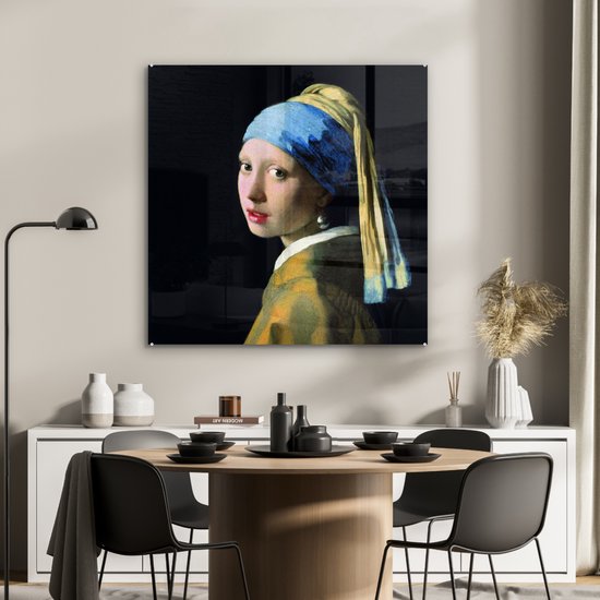 Peinture sur Verre - Fille à la Perle - Johannes Vermeer - 90x90 cm - Peintures sur Verre Peintures - Photo sur Glas