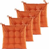 Anna's collection Coussin de chaise matelassé - 6x - orange - 38 x 38 cm - intérieur/extérieur