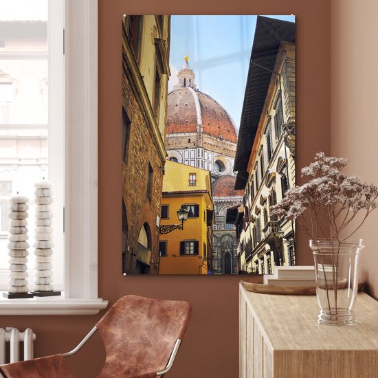 MuchoWow® Peinture sur Verre - Florence - Rue - Dôme - 80x120 cm - Peintures sur Verre Peintures - Photo sur Glas