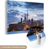 MuchoWow® Glasschilderij 180x120 cm - Schilderij acrylglas - Skyline van Toronto in Canada - Foto op glas - Schilderijen