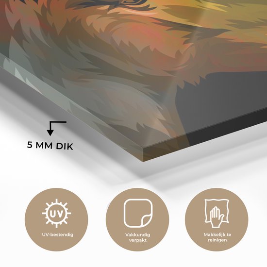 MuchoWow® Peinture sur verre 150x100 cm - Peinture sur verre acrylique - Cheval - Jaune - Zwart - Filles - Enfants - Meiden - Photo sur verre - Peintures