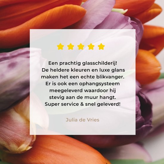 MuchoWow® Peinture sur verre - Fleurs - Tulipes - Citation - 120x80 cm - Peintures sur verre acrylique - Photo sur Glas