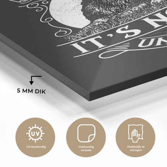 Peintures en plexiglas - Lion - Rétro - Zwart - Wit - Sort - 120x180 cm