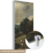 MuchoWow® Glasschilderij 40x80 cm - Schilderij acrylglas - Een Landschap met Tobias en de Engel - Schilderij van Jan Lievens - Foto op glas - Schilderijen