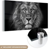 Peinture sur verre - Photo sur verre - Verre acrylique - Animaux sauvages - Lion - Zwart - Wit - 160x80 cm - Peinture sur verre lion - Peinture sur verre - Décoration chambre - Chambre