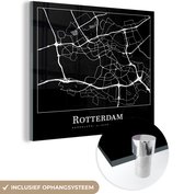 MuchoWow® Glasschilderij 90x90 cm - Schilderij acrylglas - Rotterdam - Kaart - Stadskaart - Plattegrond - Foto op glas - Schilderijen