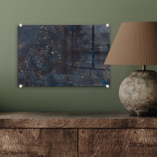MuchoWow® Glasschilderij 30x20 cm - Schilderij acrylglas - Leisteen - Grijs - Beton - Industrieel - Foto op glas - Schilderijen