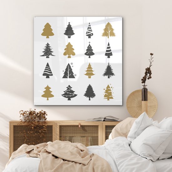 Peinture sur Verre - Dessin de Noël - Motif - Sapin de Noël - 90x90 cm - Peintures sur Verre Acrylique - Photo sur Glas