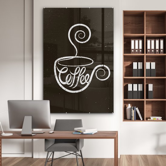MuchoWow® Peinture sur verre 120x180 cm - Peinture sur verre acrylique - Dictons - Tableau noir - Citations - Coffee - Photo sur verre - Peintures