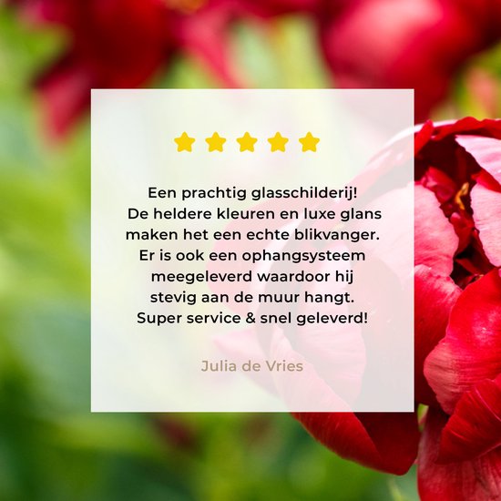 MuchoWow® Peinture sur verre 60x40 cm - Peinture sur verre acrylique - Un jardin rempli de pivoines rouges - Photo sur verre - Peintures