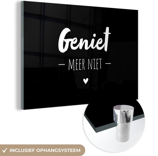 MuchoWow® Peinture sur verre 90x60 cm - Peinture sur verre acrylique - Profitez-en plus - Citations - Profitez - Texte - Photo sur verre - Peintures