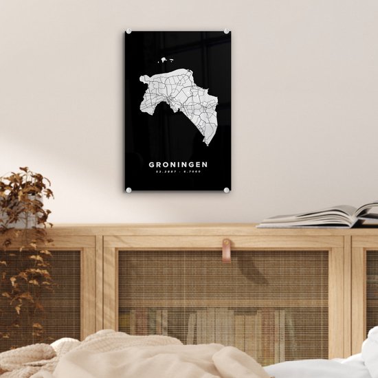 Peinture sur verre - Groningen - Pays- Nederland - Zwart - 20x30 cm - Peintures Plexiglas