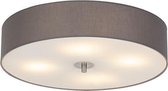 QAZQA drum - Moderne Plafondlamp - 4 lichts - Ø 500 mm - Grijs - Woonkamer | Slaapkamer | Keuken