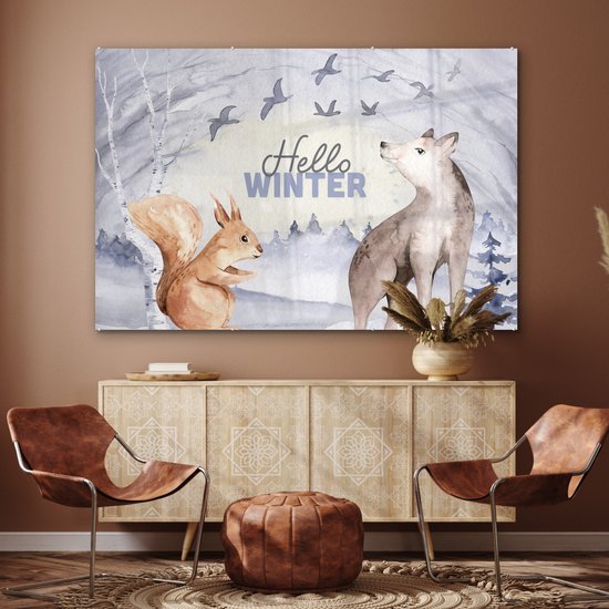 MuchoWow® Peinture sur verre 150x100 cm - Peinture sur verre acrylique - Neige - Hiver - Animaux - Photo sur verre - Peintures