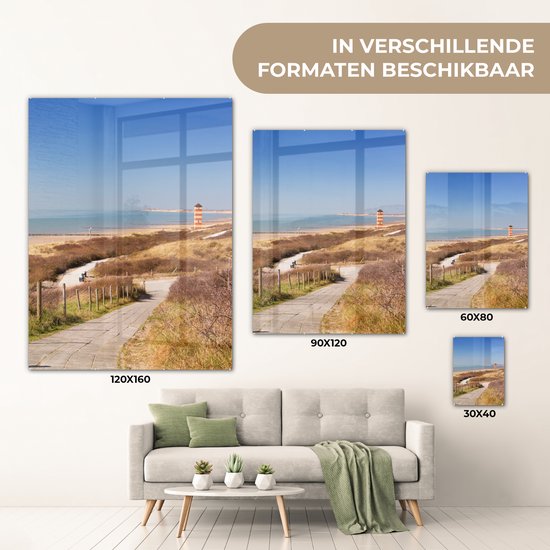 MuchoWow® Peinture sur verre 60x80 cm - Tableau acrylique - Plage - Mer - Phare - Nederland - Photo sur verre - Décoration murale salon - Décoration murale chambre - Tableaux