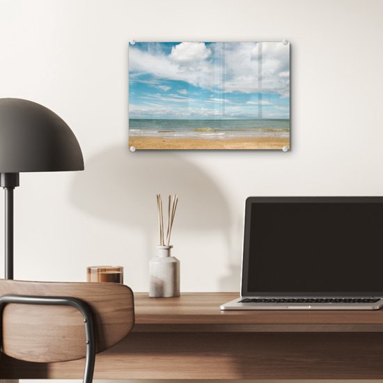 MuchoWow® Peinture sur verre 30x20 cm - Peinture sur verre acrylique - Plage - Été - Nuages ​​- Photo sur verre - Peintures