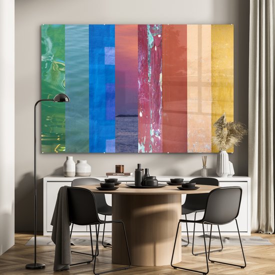 MuchoWow® Peinture sur verre 180x120 cm - Peinture acrylique sur verre - Arc-en-ciel réalisé à partir de photos - Photo sur verre - Peintures