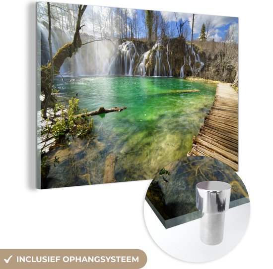 Parc national des lacs de Plitvice au printemps Plexiglas 60x40 cm - Tirage photo sur Glas (décoration murale en plexiglas)