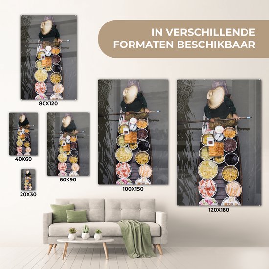 Peinture sur Verre - Thailand Floating Market - 80x120 cm - Peintures sur Verre Peintures - Photo sur Glas