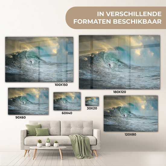 Peinture sur verre - Surfer sur les grosses vagues - 180x120 cm - Peintures en plexiglas