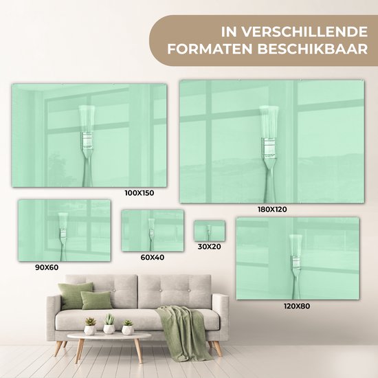 MuchoWow® Peinture sur Verre - Pinceau Vert Menthe - 120x80 cm - Peintures sur Verre Acrylique - Photo sur Glas