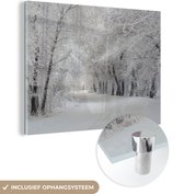 MuchoWow® Glasschilderij 40x30 cm - Schilderij acrylglas - Bomen - Sneeuw - Winter - Foto op glas - Schilderijen