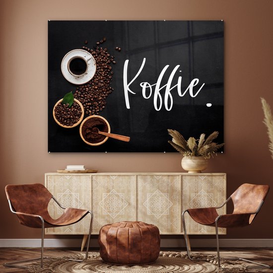 MuchoWow® Peinture sur verre 160x120 cm - Peinture sur verre acrylique - Dictons - Café - Citations - Photo sur verre - Peintures