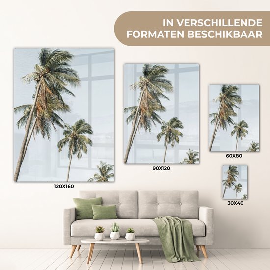 MuchoWow® Peinture sur verre 120x160 cm - Peinture sur verre acrylique - Palmiers - Été - Tropical - Photo sur verre - Peintures