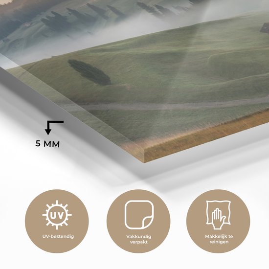 MuchoWow® Peinture sur verre - Berg - Brouillard - Paysage - 160x80 cm - Peintures sur verre acrylique - Photo sur Glas