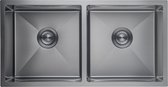 LOMAZOO Dubbele Spoelbak Aquarius - Wasbak Keuken - 875 x 450 mm - Antraciet