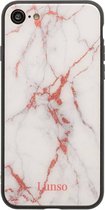 Lunso - marmeren backcover hoes - Geschikt voor iPhone SE (2022 / 2020) / 8 / 7 / 6(s)- roze
