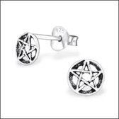 Aramat jewels ® - 925 sterling zilveren oorbellen gotische ster geoxideerd 6mm