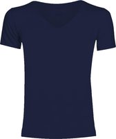Schiesser Laser Cut - naadloos heren T-shirt diepe V-hals - blauw -  Maat L