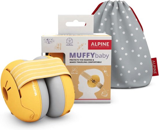 Alpine Muffy Baby Oorkappen - Gecertificeerde Baby Gehoorbescherming - Geschikt voor Baby en Peuter vanaf 12 maanden - 23 dB Voor Maximale Gehoorbescherming - Geel