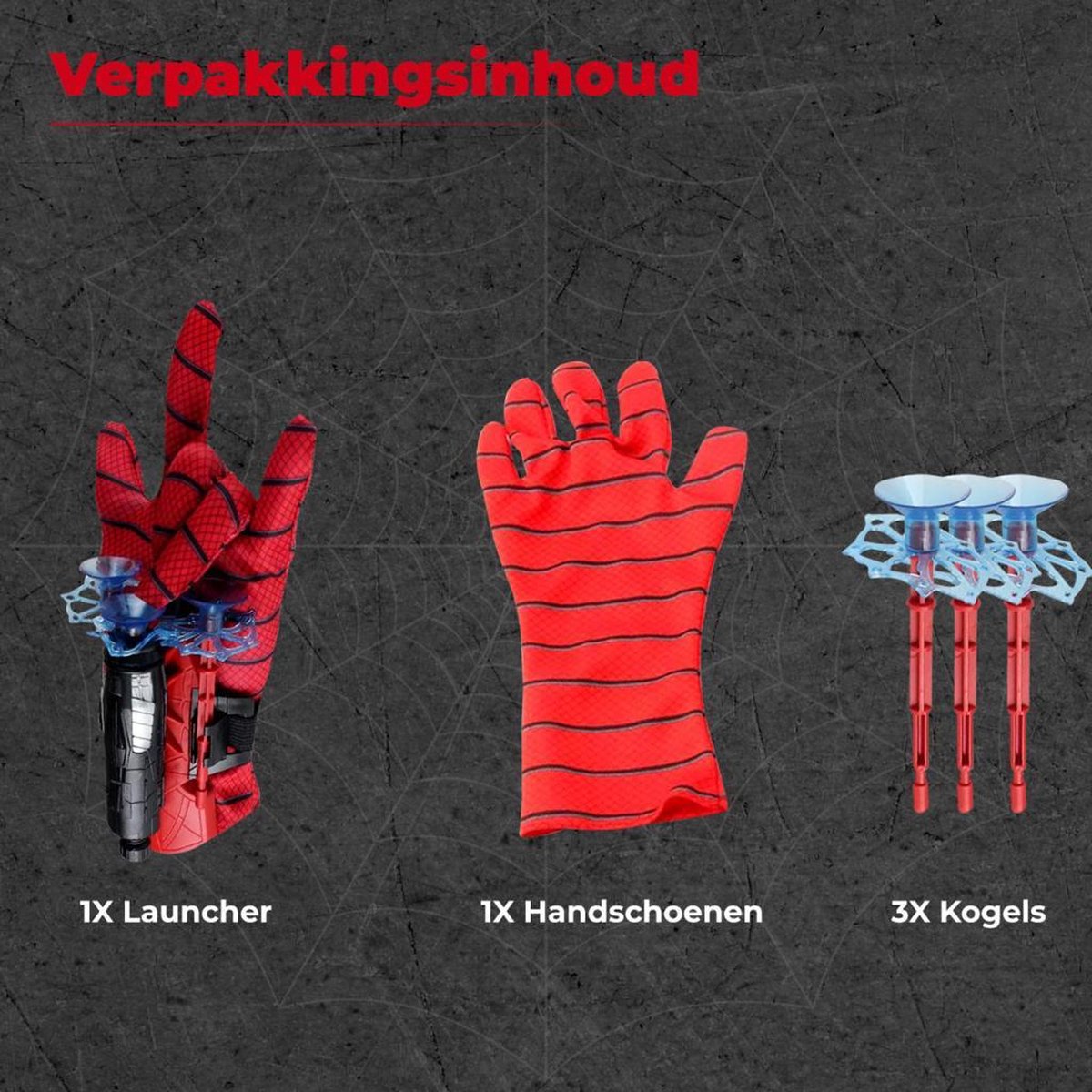 JUST23 Web Shooter - gebaseerd op Spiderman - Spiderman handschoen - Launcer - Speelgoed -Incl. 3 pijlen — afbeelding 5