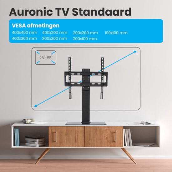 Auronic TV Standaard - TV Statief - Draaibaar - Verstelbaar - 26 tot 55 inch - Zwart