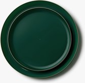 Decorline- 20 Premium herbruikbaar plastic feestservies set -Groen met Gouden rand-Edge Collectie
