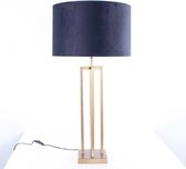 Lampe de table carrée avec abat-jour en velours Roma | 1 lumière | or noir | métal / tissu | Ø 40 cm | lampe de table | design moderne / attrayant / classique