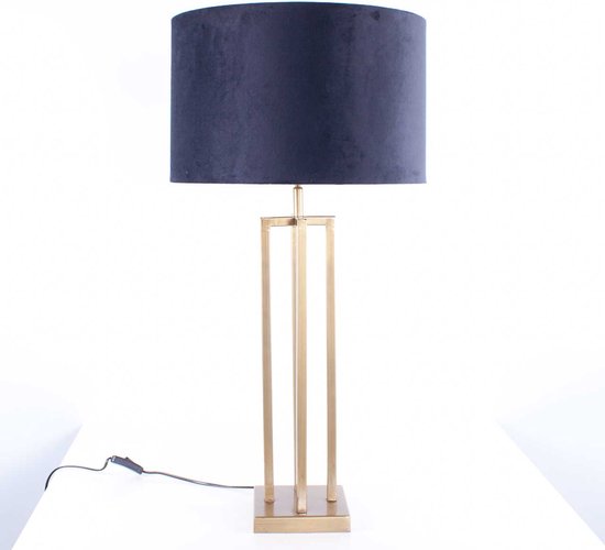Tafellamp vierkant met velours kap Roma | 1 lichts | zwart / goud | metaal / stof | Ø 40 cm | tafellamp | modern / sfeervol / klassiek design