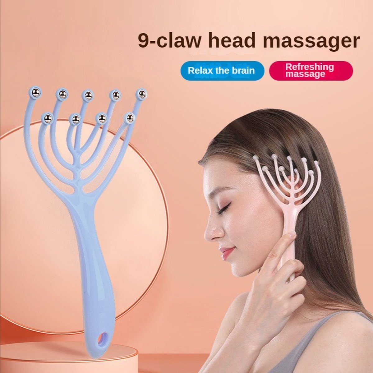Goedkoopste 2 stuks 9 Klauwen Hoofd Massager Gestroomlijnde Bal Body Ontspanning Hoofdhuid Massage Ontspant Bij Jeuk Haar Relax Voor Spa Gezondheidszorg Stress