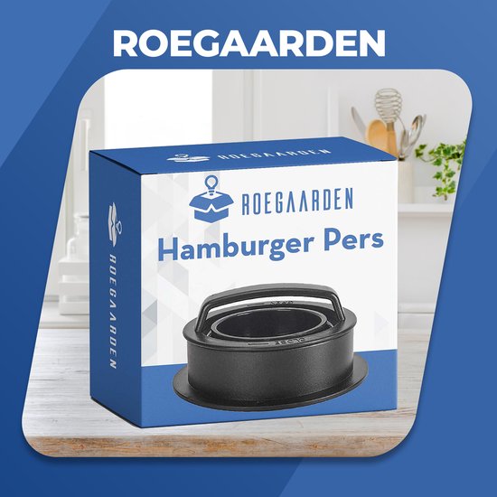 Roegaarden hamburgerpers - Tofu pers - BBQ accessoires - 100x wax papier - zwart - Roegaarden