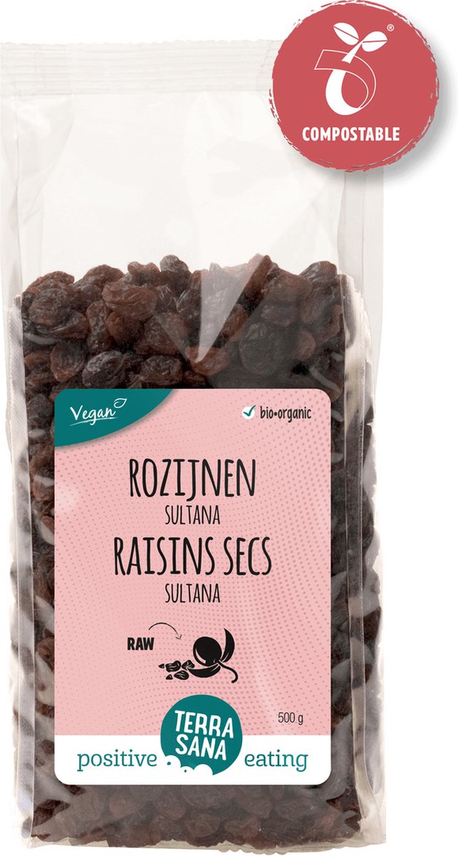 Goedkoopste Terrasana Rozijnen Sultana bio 500 gram